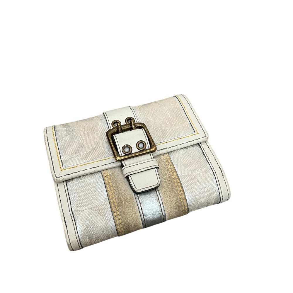Vintage Coach Cream and Silver Women's Wallet